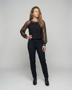 Niki | Elegant Sequined Mesh Sleeve Top