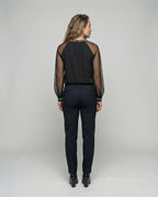 Niki | Elegant Sequined Mesh Sleeve Top