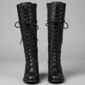 Women's Lace-Up Studded Block Heel Knee-High Boots