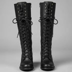 Women's Lace-Up Studded Block Heel Knee-High Boots
