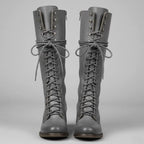 Women's Lace-Up Studded Block Heel Knee-High Boots
