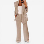 Women's Suit Set with 1-Button Blazer and Trousers