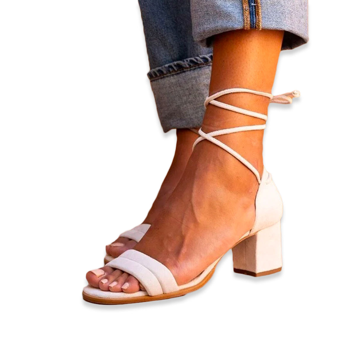 Women's Lace-Up Open Toe Block Sandals