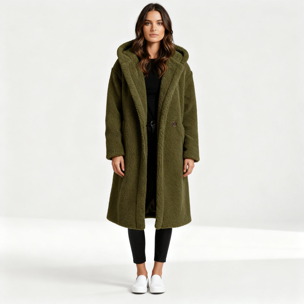 Niki | Plush hooded teddy coat for women