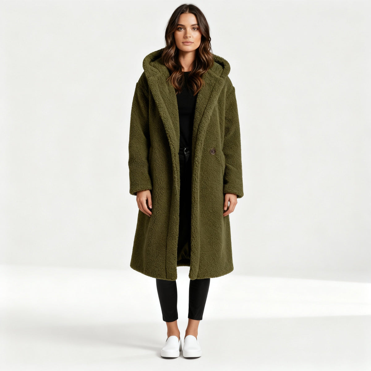 Niki | Plush hooded teddy coat for women