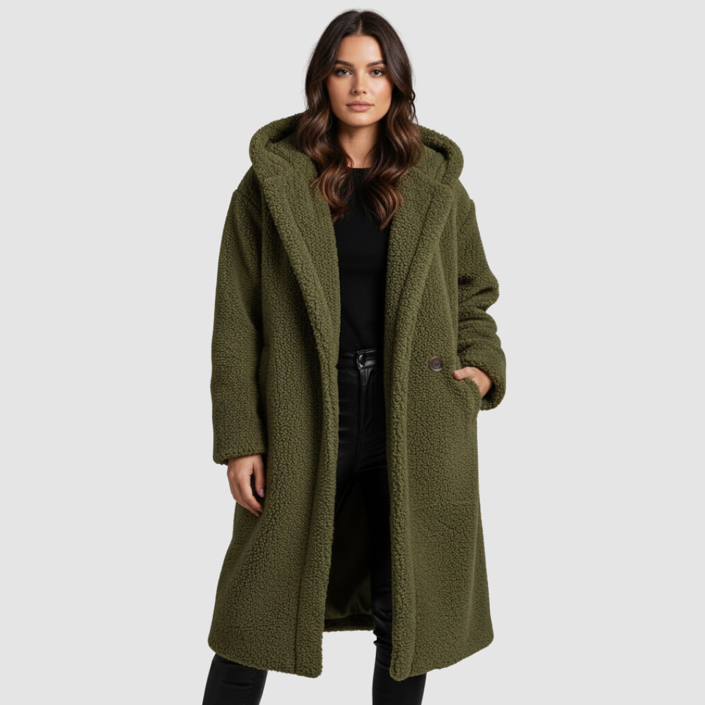 Niki | Plush hooded teddy coat for women