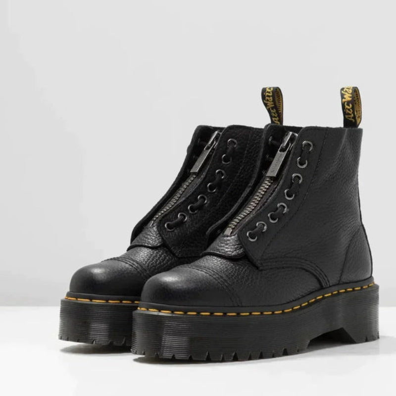 Women's Thick-Sole Ankle Boots with Front Zip