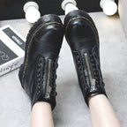 Women's Thick-Sole Ankle Boots with Front Zip