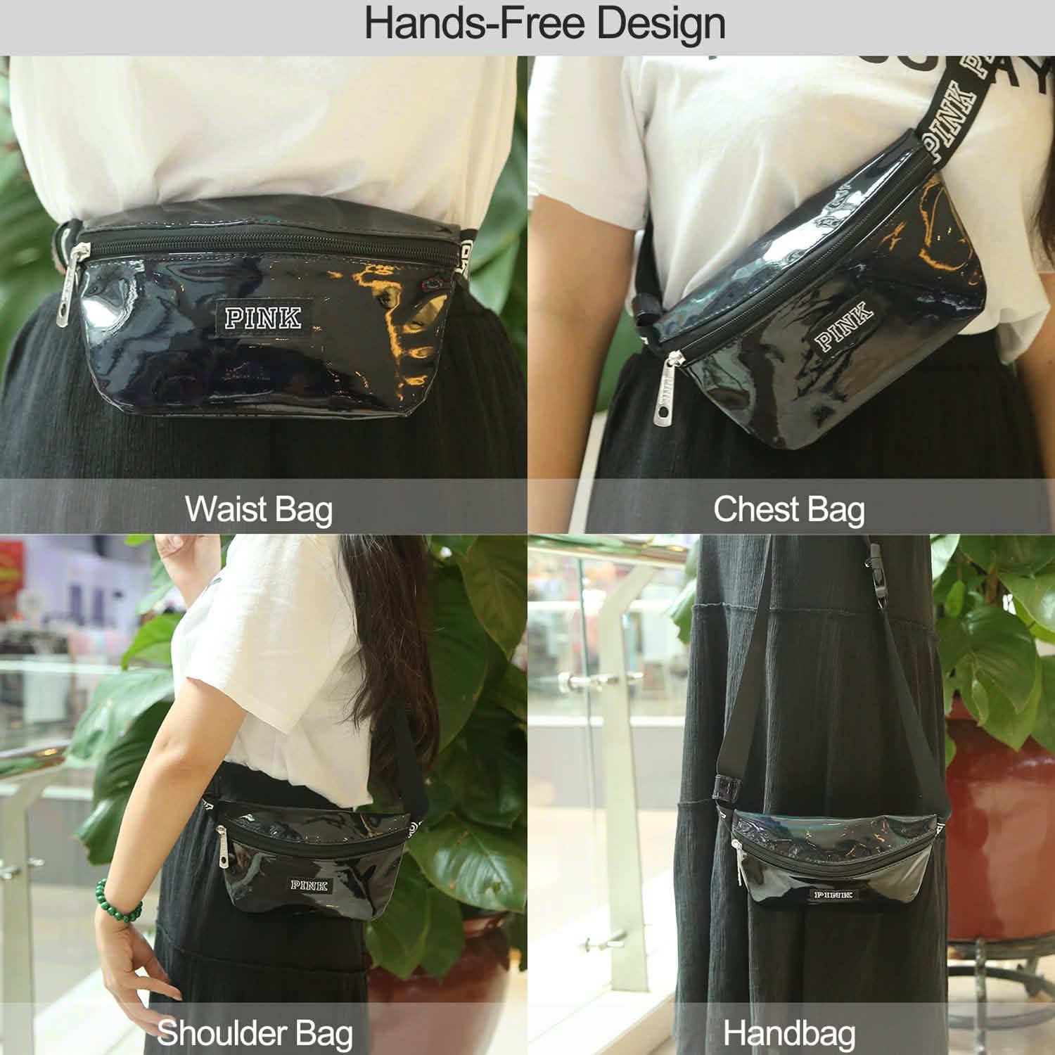 Women Shiny Leather Waist Pack Bag