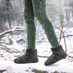 Women Suede Mid-Calf Snow Boot with Anti-slip Rubber Base