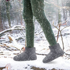 Women Suede Mid-Calf Snow Boot with Anti-slip Rubber Base