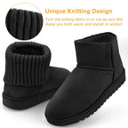 Women Suede Mid-Calf Snow Boot with Anti-slip Rubber Base
