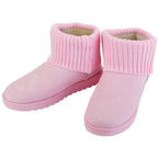 Women Suede Mid-Calf Snow Boot with Anti-slip Rubber Base