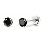Women's Cubic Zirconia Surgical Stainless Steel Flat Back Earrings