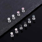 Women's Cubic Zirconia Surgical Stainless Steel Flat Back Earrings