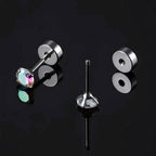 Women's Cubic Zirconia Surgical Stainless Steel Flat Back Earrings