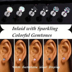Women's Cubic Zirconia Surgical Stainless Steel Flat Back Earrings