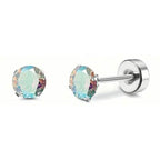 Women's Cubic Zirconia Surgical Stainless Steel Flat Back Earrings