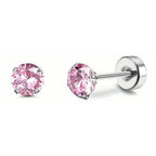 Women's Cubic Zirconia Surgical Stainless Steel Flat Back Earrings