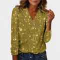 Women's Glitter V-Neck Long Sleeve Top