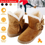 Womens Mid-Calf Winter Shoes with Anti Slip Rubber Base Bowknot