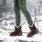 Womens Mid-Calf Winter Shoes with Anti Slip Rubber Base Bowknot