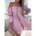 Women's Off Shoulder Casual Puff Sleeve Dress