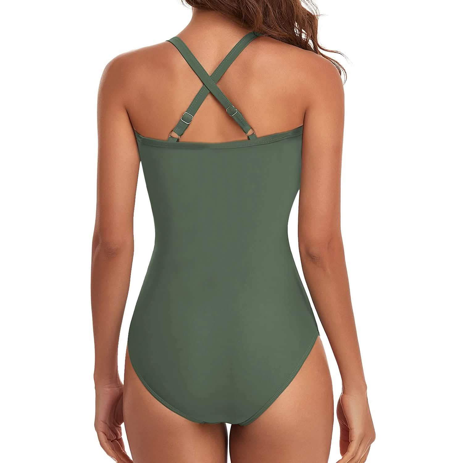 Women's One Piece High Waist Swimwear Tummy Control Cutout