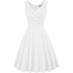 Women's Sleeveless Wrap V-Neck A-line Bridesmaid Cocktail Party Dress