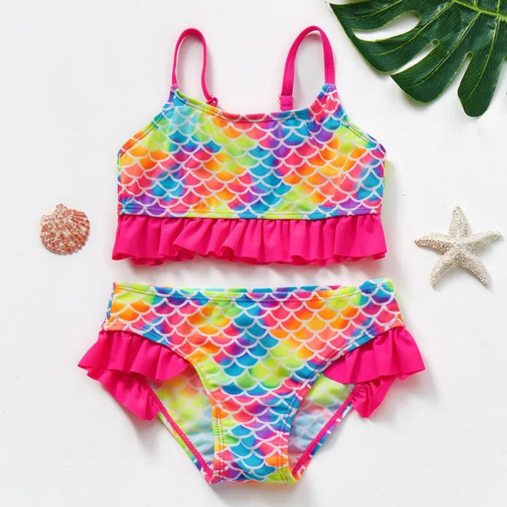 Women's Swimsuit Bikini Set Kids Swimwear Ruffle | Floral