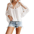 Women's V-Neck Crochet Lace Top