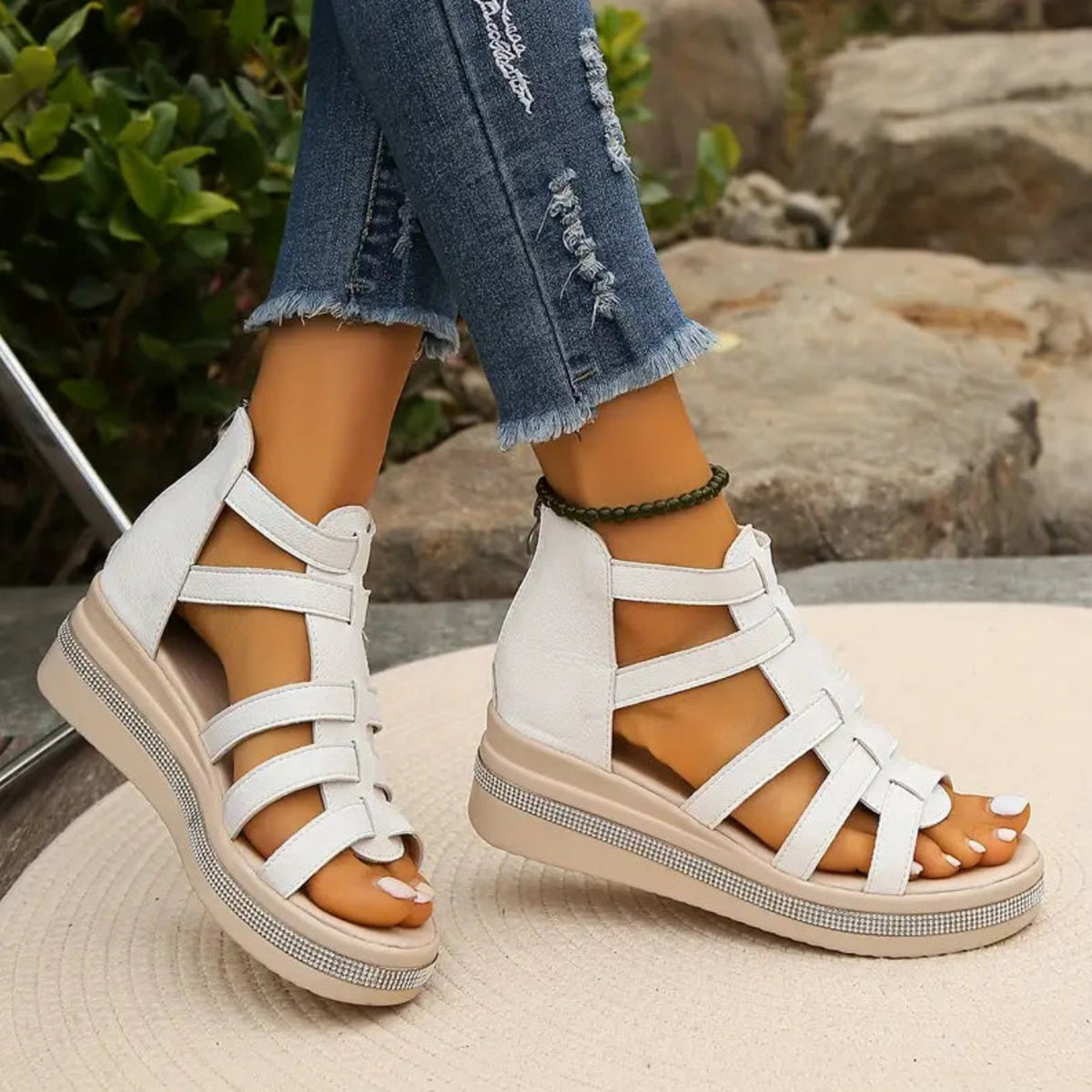 Women's Sandals Platform Wedge Open Toe Adjustable Strap Shoes