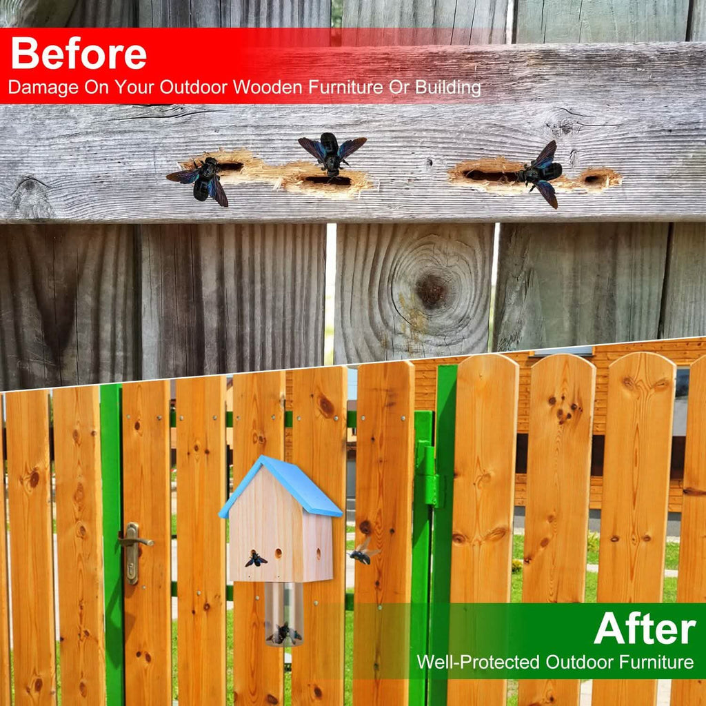 Wood Carpenter Bee Trap Outdoor Natural Pine Wood