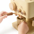 Wooden Coffee Machine Toy Toddlers Pretend Play Kitchen Set