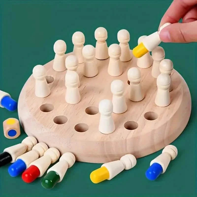 Wooden Memory Match Game - Educational Chess Puzzle for Kids & Adults