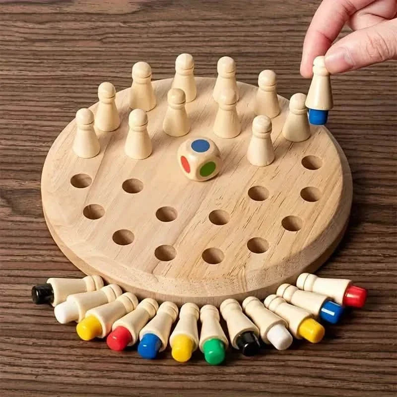 Wooden Memory Match Game - Educational Chess Puzzle for Kids & Adults
