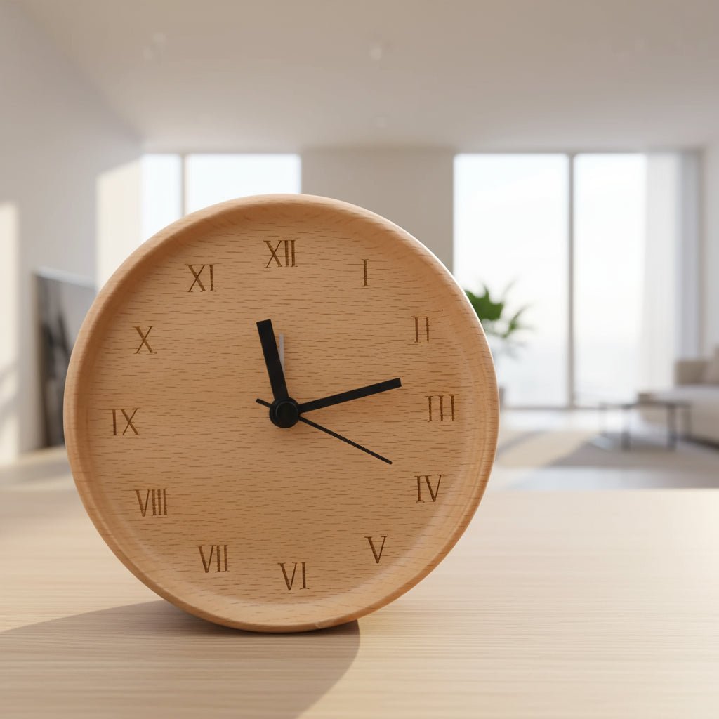 WOODMORN: Beech wood alarm clock for sophisticated home decor