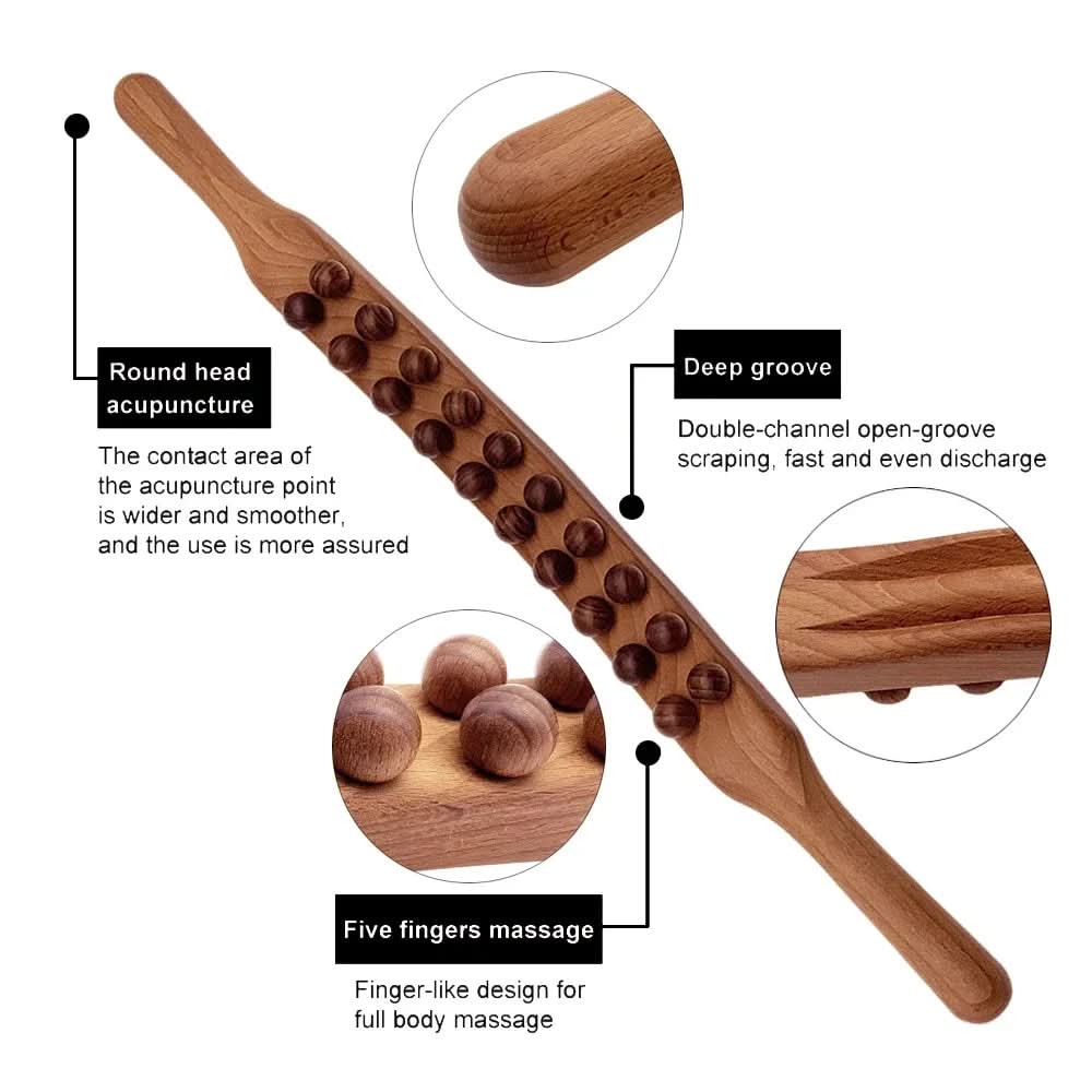 WOOLEASE – Natural Wood Gua Sha Massage Stick