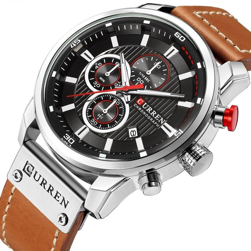Men's Leather Strap Chronograph Watch