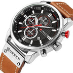 Men's Leather Strap Chronograph Watch