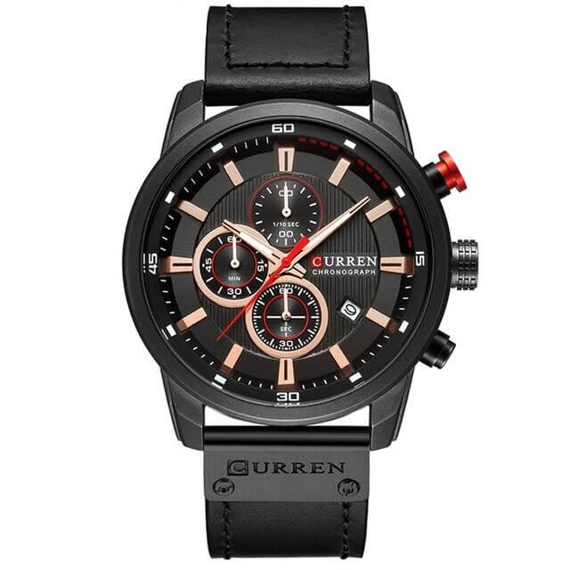 Men's Leather Strap Chronograph Watch