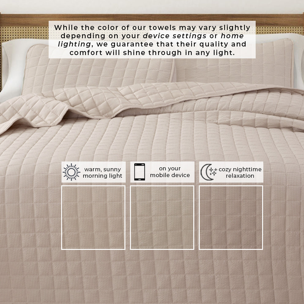 Box-Stitched Seersucker Quilt Set - Seersucker Collection