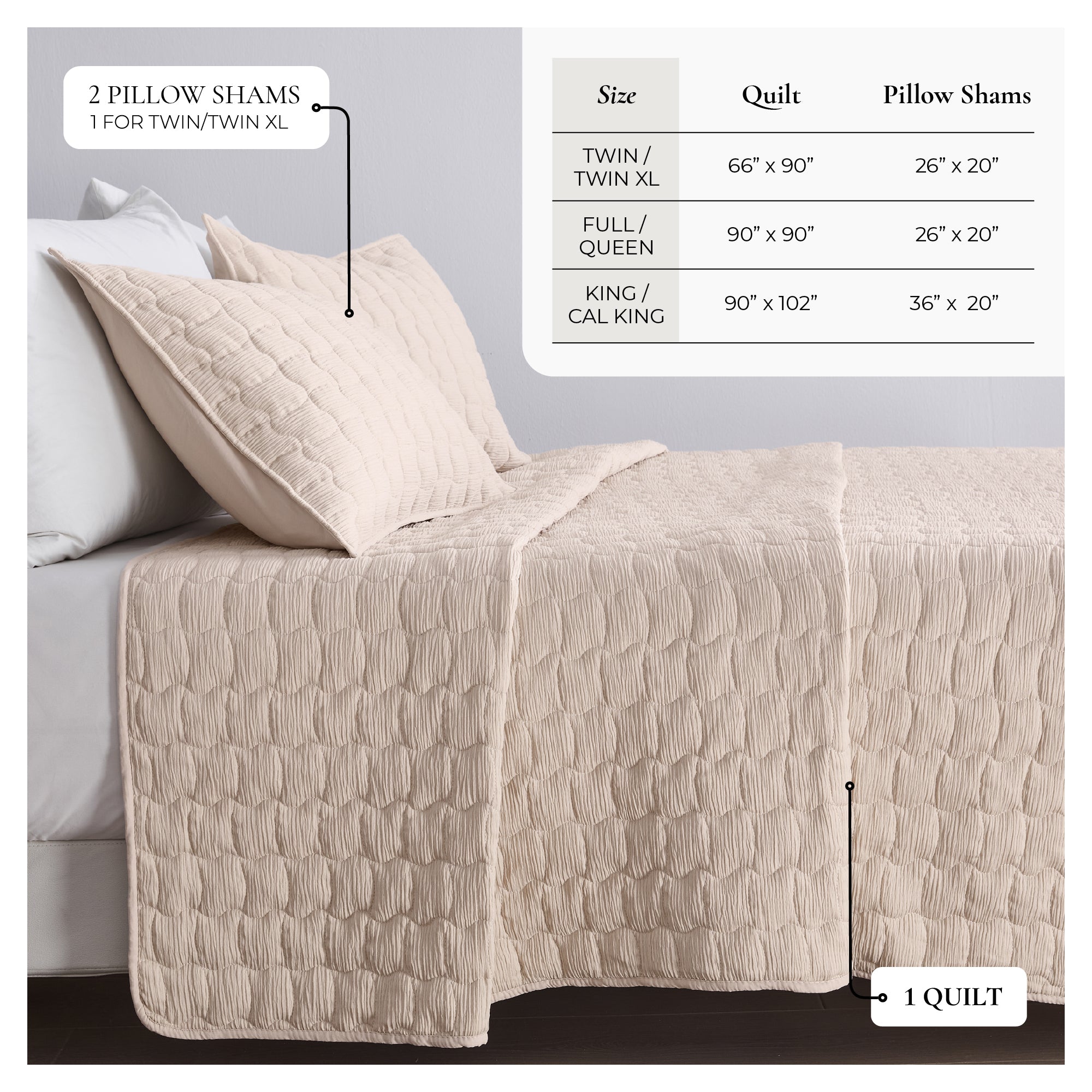 Gauze-Inspired Texture Quilt Set - Wave Stitch Collection
